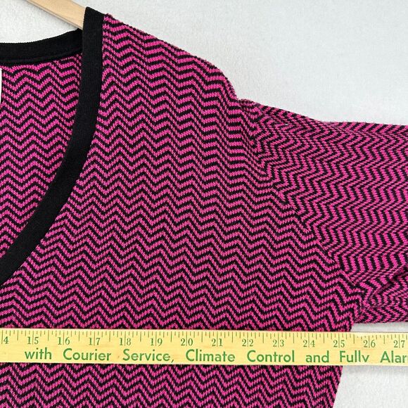 ANNE KLEIN Sweater 2X Plus Chevron Button Up Cardigan Grandma Cotton Blend Pink - Picture 11 of 13